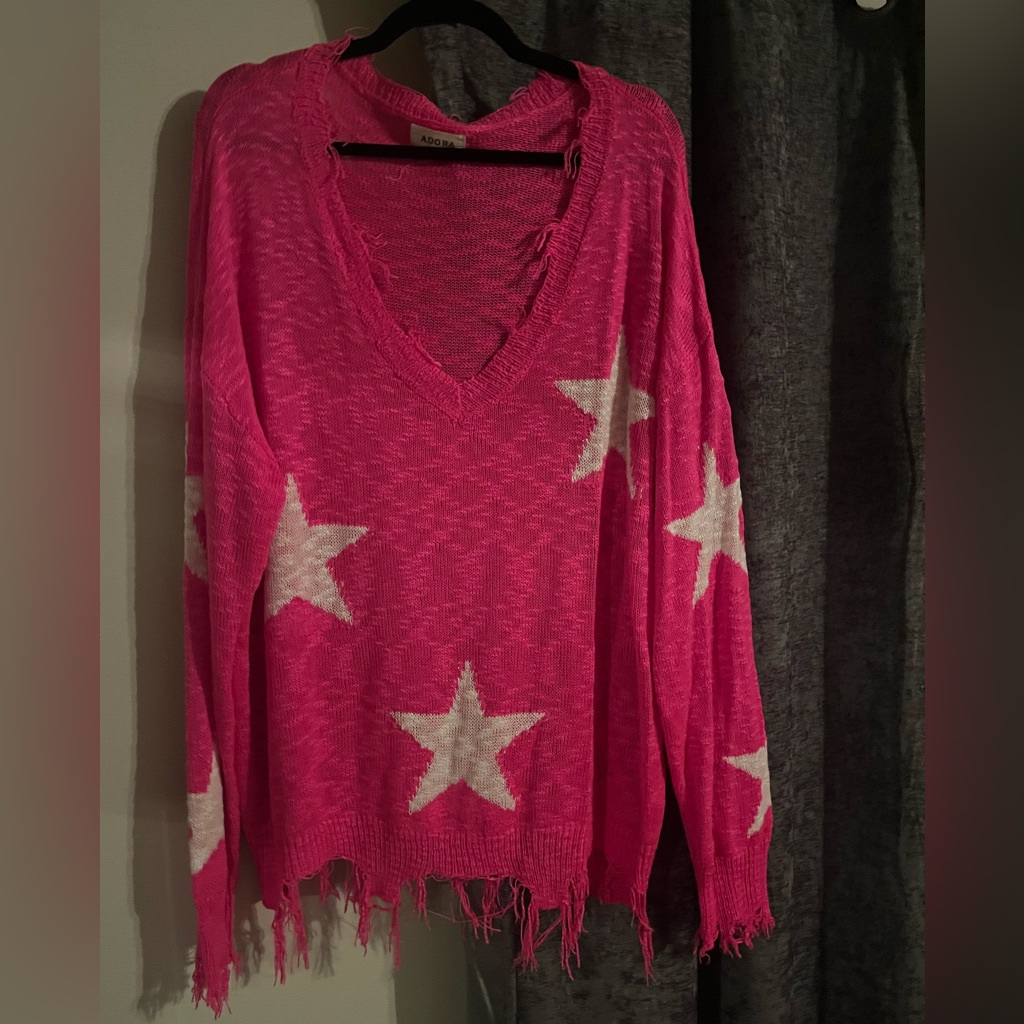 Pink Distressed Sweater